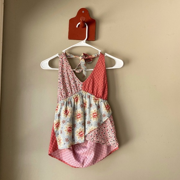 Vintage Syrup Patchwork Floral Cottage Core Halter Top L - Picture 2 of 6